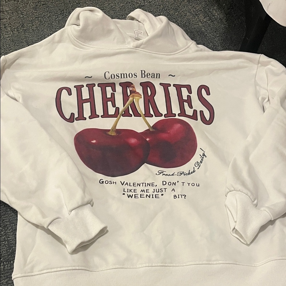 White Cherry Graphic Hoodie